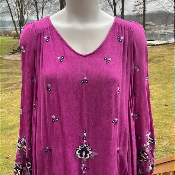 Free People embroidered boho dress S-M - Picture 2 of 9